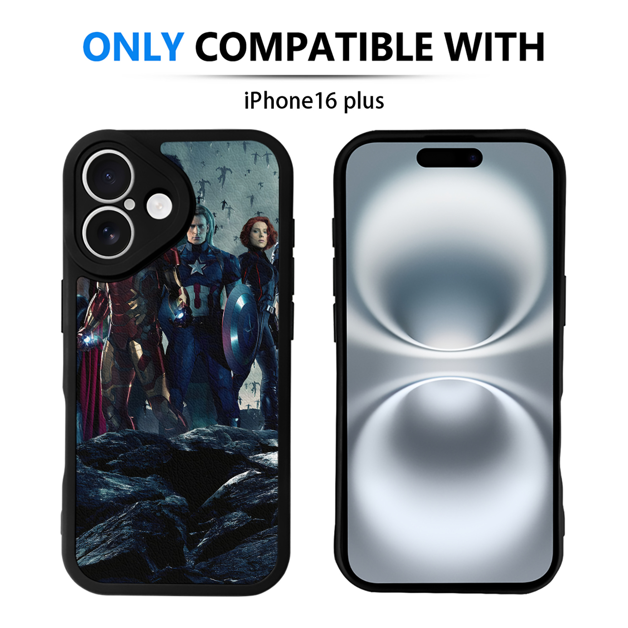 （画像用） アベンジャーズ The Avengers 【iPhone 16シリーズ対応】シリコンスマホケース（レザー調） 材質：シリコン